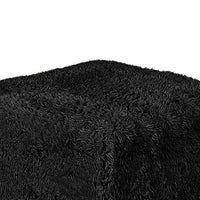 Appi Modular Square Ottoman, Compressed Foam, Black Faux Fur 27 Inch-BM353168