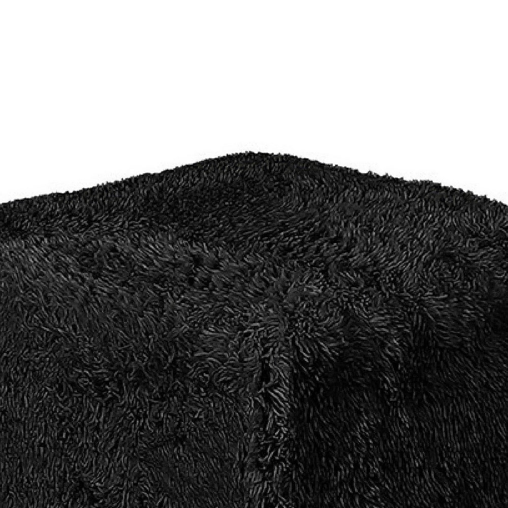 Appi Modular Square Ottoman, Compressed Foam, Black Faux Fur 27 Inch-BM353168