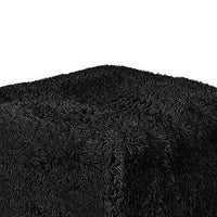 Appi Modular Square Ottoman, Compressed Foam, Black Faux Fur 27 Inch-BM353168