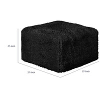 Appi Modular Square Ottoman, Compressed Foam, Black Faux Fur 27 Inch-BM353168
