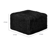 Appi Modular Square Ottoman, Compressed Foam, Black Faux Fur 27 Inch-BM353168
