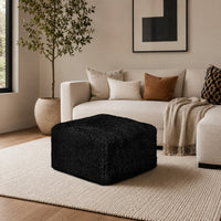 Appi Modular Square Ottoman, Compressed Foam, Black Faux Fur 27 Inch-BM353168