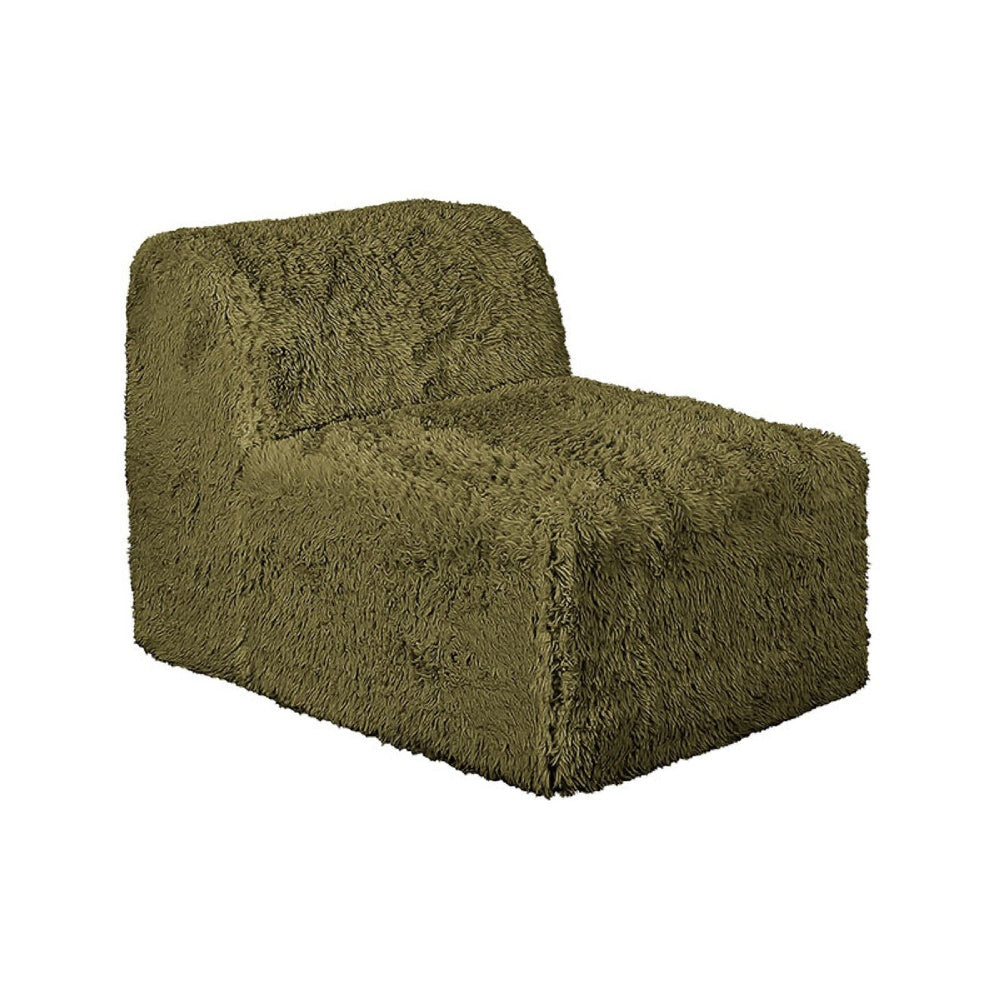 Appi Modular Armless Chair, Compressed Foam Fill Olive Green Faux Fur-BM353169