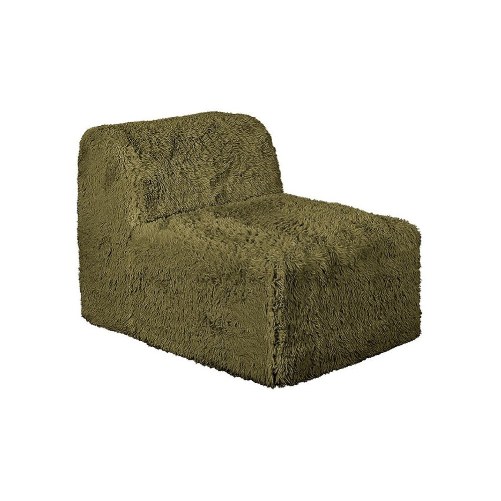 Appi Modular Armless Chair, Compressed Foam Fill Olive Green Faux Fur-BM353169