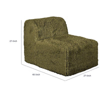 Appi Modular Armless Chair, Compressed Foam Fill Olive Green Faux Fur-BM353169