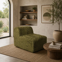 Appi Modular Armless Chair, Compressed Foam Fill Olive Green Faux Fur-BM353169