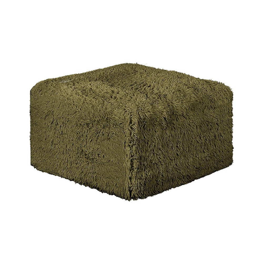 Appi Modular Square Ottoman, Compressed Foam, Olive Green Faux Fur 27 Inch-BM353170