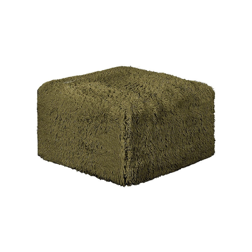 Appi Modular Square Ottoman, Compressed Foam, Olive Green Faux Fur 27 Inch-BM353170