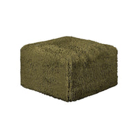 Appi Modular Square Ottoman, Compressed Foam, Olive Green Faux Fur 27 Inch-BM353170