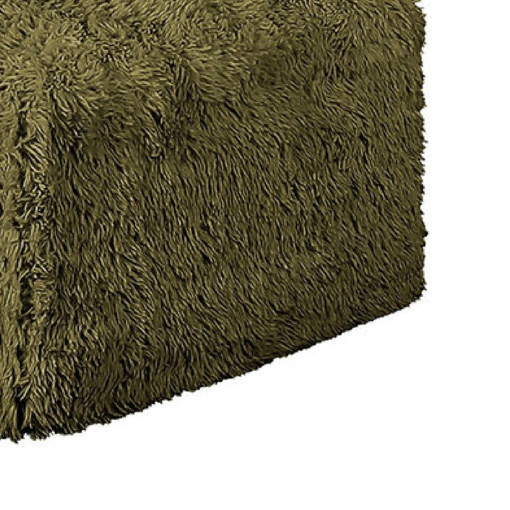 Appi Modular Square Ottoman, Compressed Foam, Olive Green Faux Fur 27 Inch-BM353170