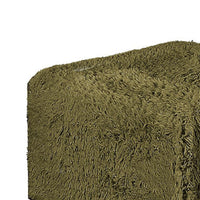 Appi Modular Square Ottoman, Compressed Foam, Olive Green Faux Fur 27 Inch-BM353170