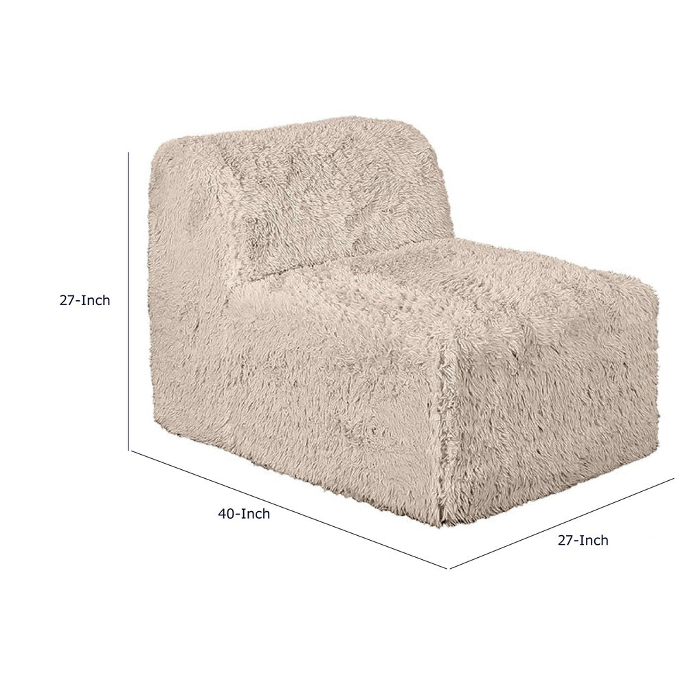 Appi Modular Armless Chair, Compressed Foam Fill Taupe Brown Faux Fur-BM353171