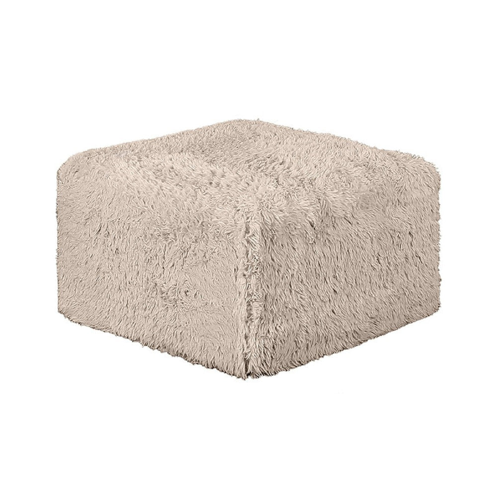 Appi Modular Square Ottoman, Compressed Foam, Taupe Brown Faux Fur 27 Inch-BM353172