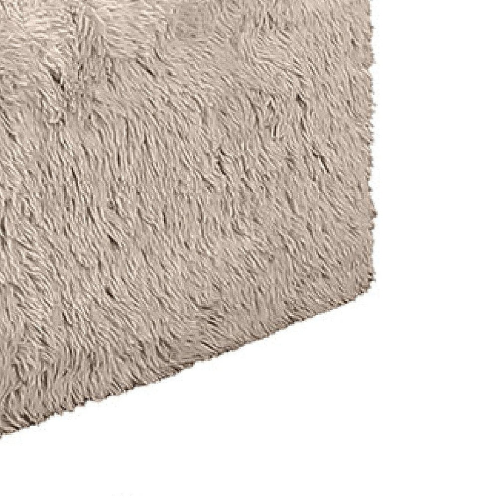 Appi Modular Square Ottoman, Compressed Foam, Taupe Brown Faux Fur 27 Inch-BM353172