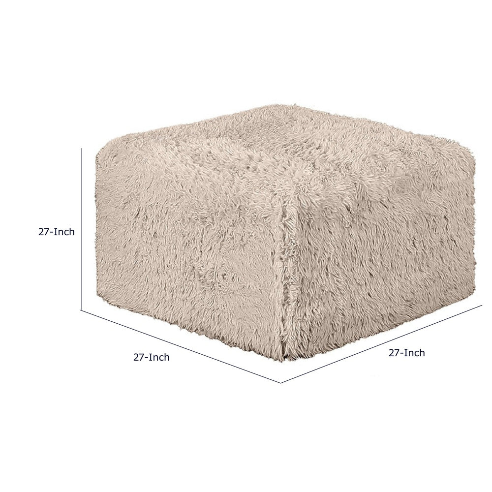Appi Modular Square Ottoman, Compressed Foam, Taupe Brown Faux Fur 27 Inch-BM353172