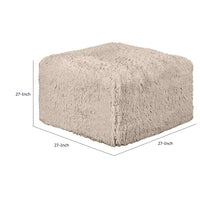 Appi Modular Square Ottoman, Compressed Foam, Taupe Brown Faux Fur 27 Inch-BM353172