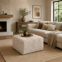 Appi Modular Square Ottoman, Compressed Foam, Taupe Brown Faux Fur 27 Inch-BM353172