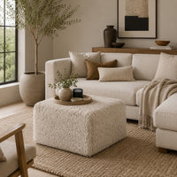 Appi Modular Square Ottoman, Compressed Foam, Taupe Brown Faux Fur 27 Inch-BM353172