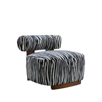 Niya Zebra Accent Chair with Cylindrical Backrest, Blue-White Chenille-BM353185