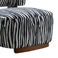 Niya Zebra Accent Chair with Cylindrical Backrest, Blue-White Chenille-BM353185