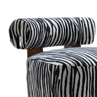 Niya Zebra Accent Chair with Cylindrical Backrest, Blue-White Chenille-BM353185