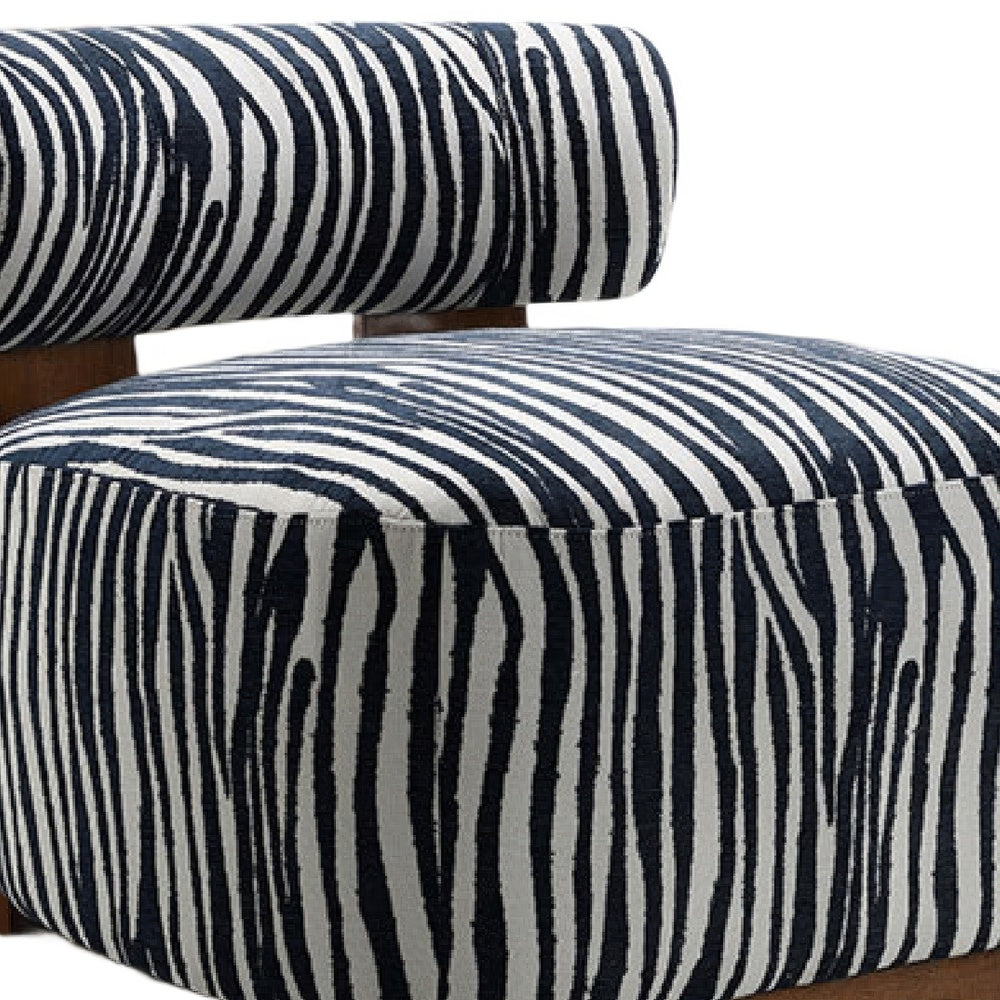 Niya Zebra Accent Chair with Cylindrical Backrest, Blue-White Chenille-BM353185