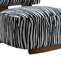 Niya Zebra Accent Chair with Cylindrical Backrest, Blue-White Chenille-BM353185