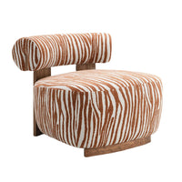 Niya Zebra Accent Chair, Cylindrical Backrest, Orange-White Chenille-BM353186