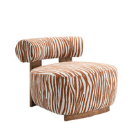 Niya Zebra Accent Chair, Cylindrical Backrest, Orange-White Chenille-BM353186