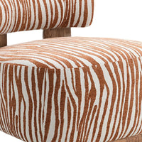 Niya Zebra Accent Chair, Cylindrical Backrest, Orange-White Chenille-BM353186