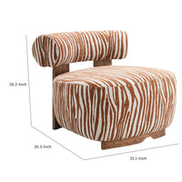 Niya Zebra Accent Chair, Cylindrical Backrest, Orange-White Chenille-BM353186