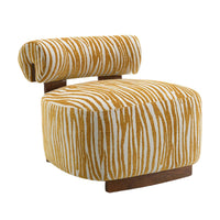 Niya Zebra Accent Chair, Cylindrical Backrest, Yellow-White Chenille-BM353187