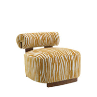 Niya Zebra Accent Chair, Cylindrical Backrest, Yellow-White Chenille-BM353187