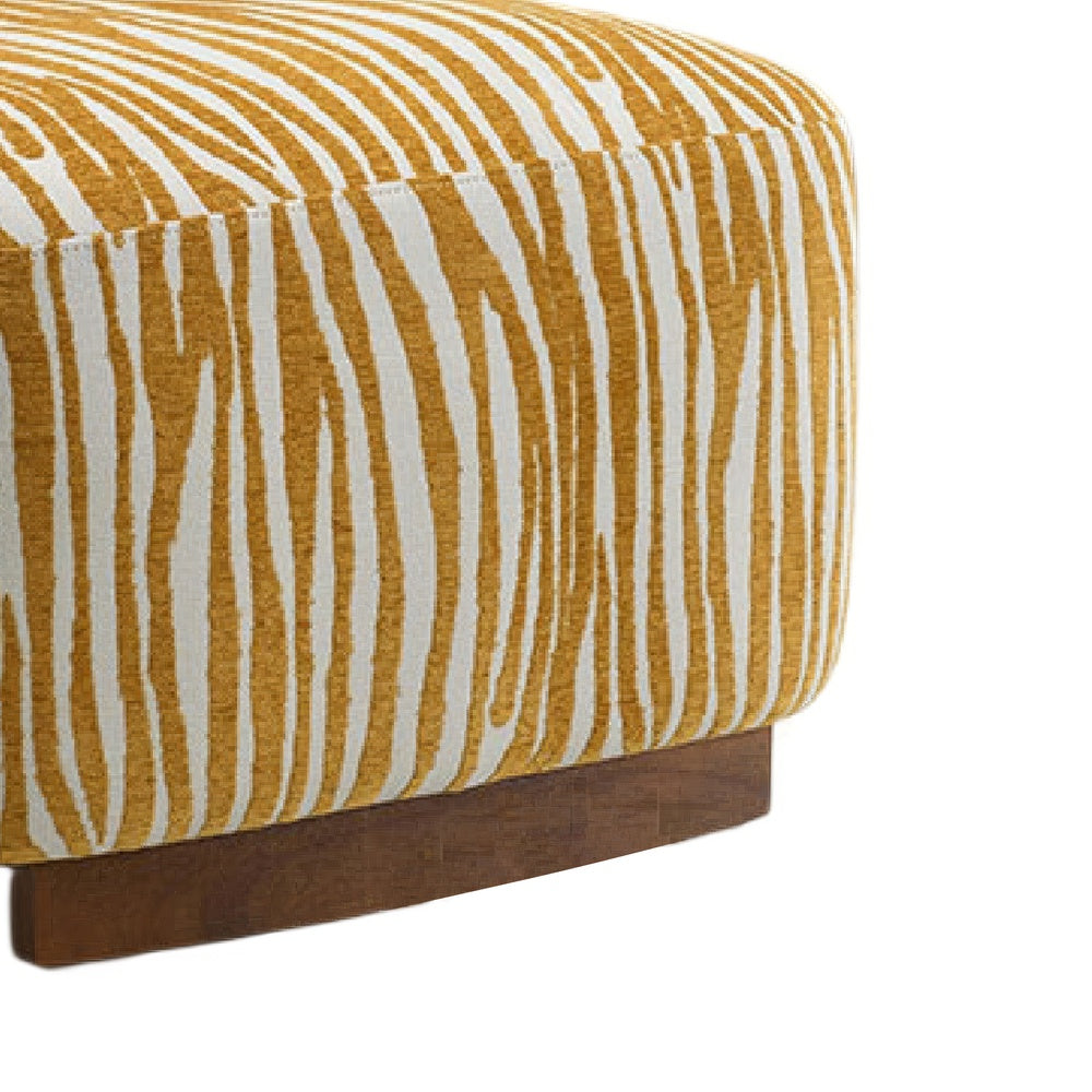 Niya Zebra Accent Chair, Cylindrical Backrest, Yellow-White Chenille-BM353187