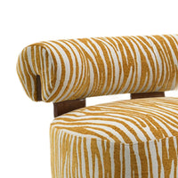 Niya Zebra Accent Chair, Cylindrical Backrest, Yellow-White Chenille-BM353187