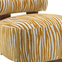 Niya Zebra Accent Chair, Cylindrical Backrest, Yellow-White Chenille-BM353187