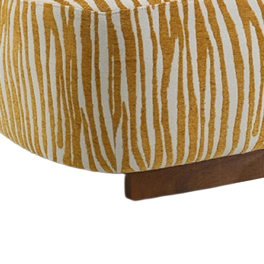 Niya Zebra Accent Chair, Cylindrical Backrest, Yellow-White Chenille-BM353187