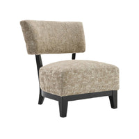 Beth Accent Chair with Angled Back, Black Wood, Beige Abstract Fabric-BM353188