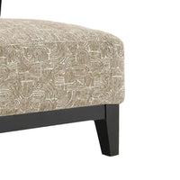 Beth Accent Chair with Angled Back, Black Wood, Beige Abstract Fabric-BM353188