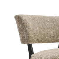 Beth Accent Chair with Angled Back, Black Wood, Beige Abstract Fabric-BM353188