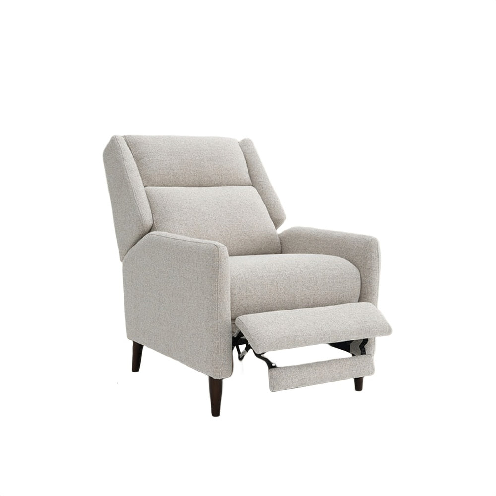 Cien Pushback Recliner Chair with High Back and Tapered Legs, Beige Fabric-BM353193