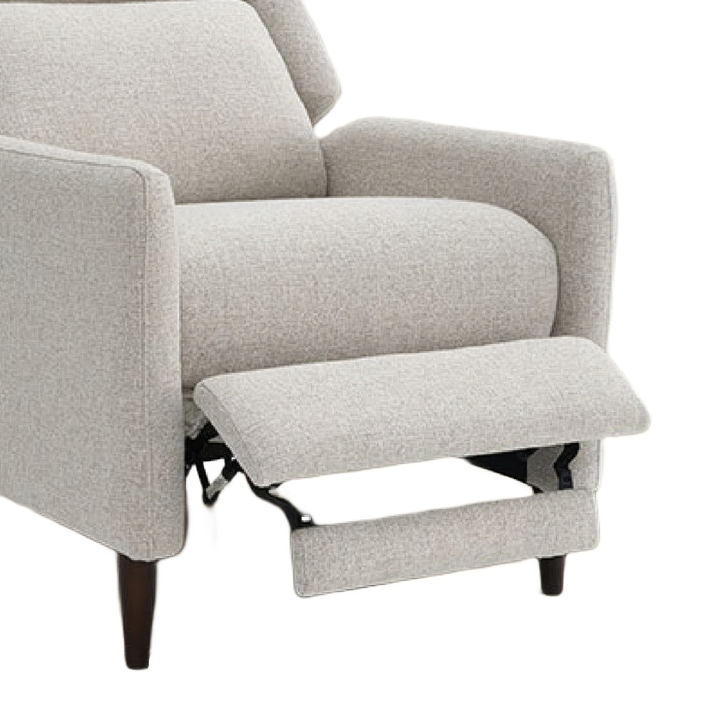 Cien Pushback Recliner Chair with High Back and Tapered Legs, Beige Fabric-BM353193