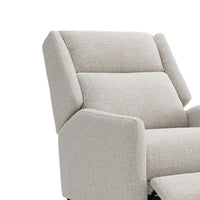 Cien Pushback Recliner Chair with High Back and Tapered Legs, Beige Fabric-BM353193