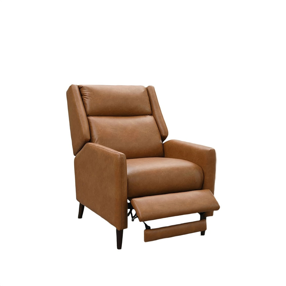 Cien Pushback Recliner Chair, High Back and Tapered Legs, Brown Faux-Leather-BM353194