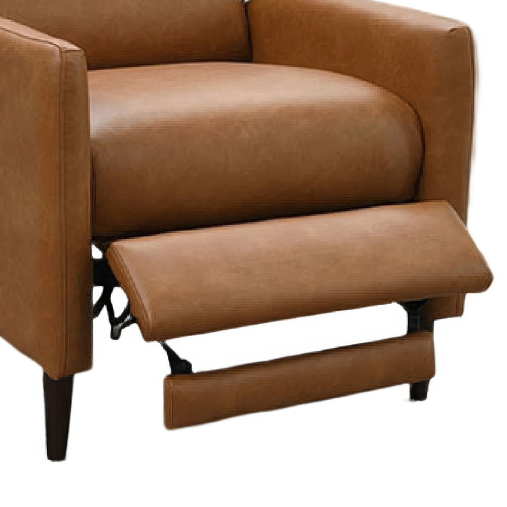 Cien Pushback Recliner Chair, High Back and Tapered Legs, Brown Faux-Leather-BM353194