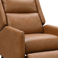 Cien Pushback Recliner Chair, High Back and Tapered Legs, Brown Faux-Leather-BM353194