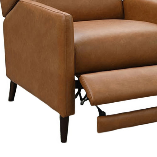 Cien Pushback Recliner Chair, High Back and Tapered Legs, Brown Faux-Leather