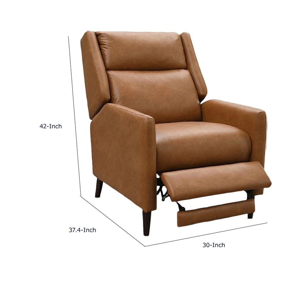 Cien Pushback Recliner Chair, High Back and Tapered Legs, Brown Faux-Leather-BM353194