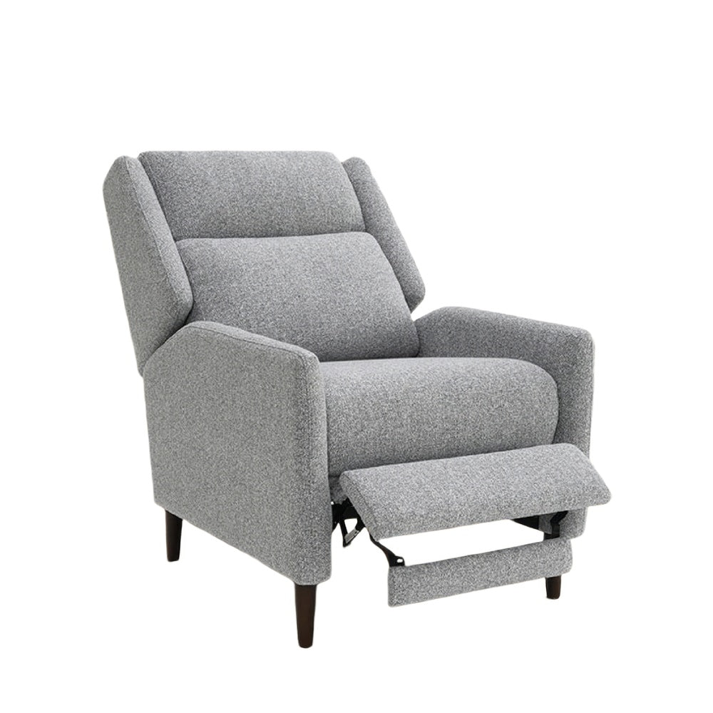 Cien Pushback Recliner Chair with High Back and Tapered Legs, Gray Fabric-BM353195