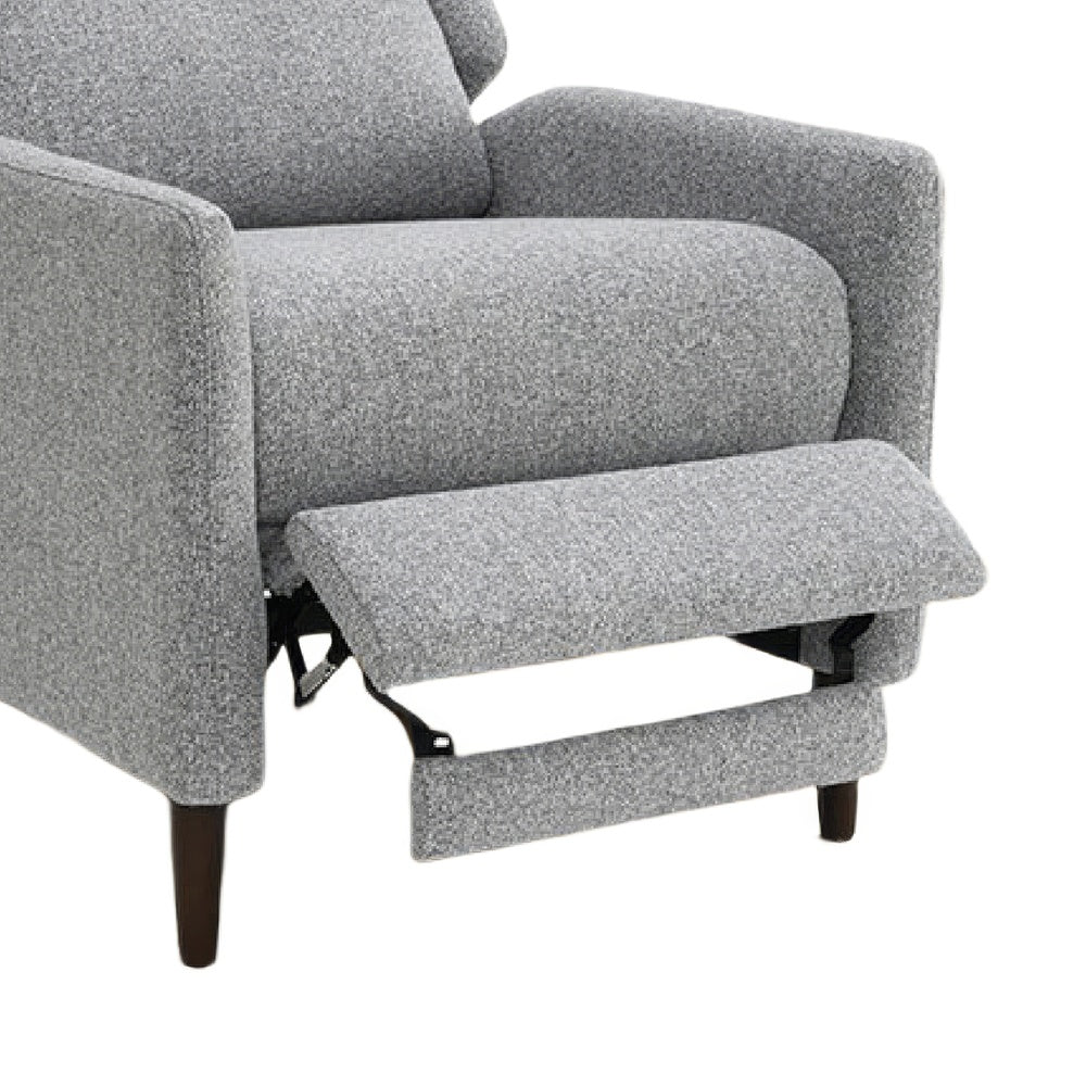 Cien Pushback Recliner Chair with High Back and Tapered Legs, Gray Fabric-BM353195